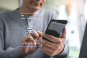 Smartphone displaying an artificial intelligence chat assistant.